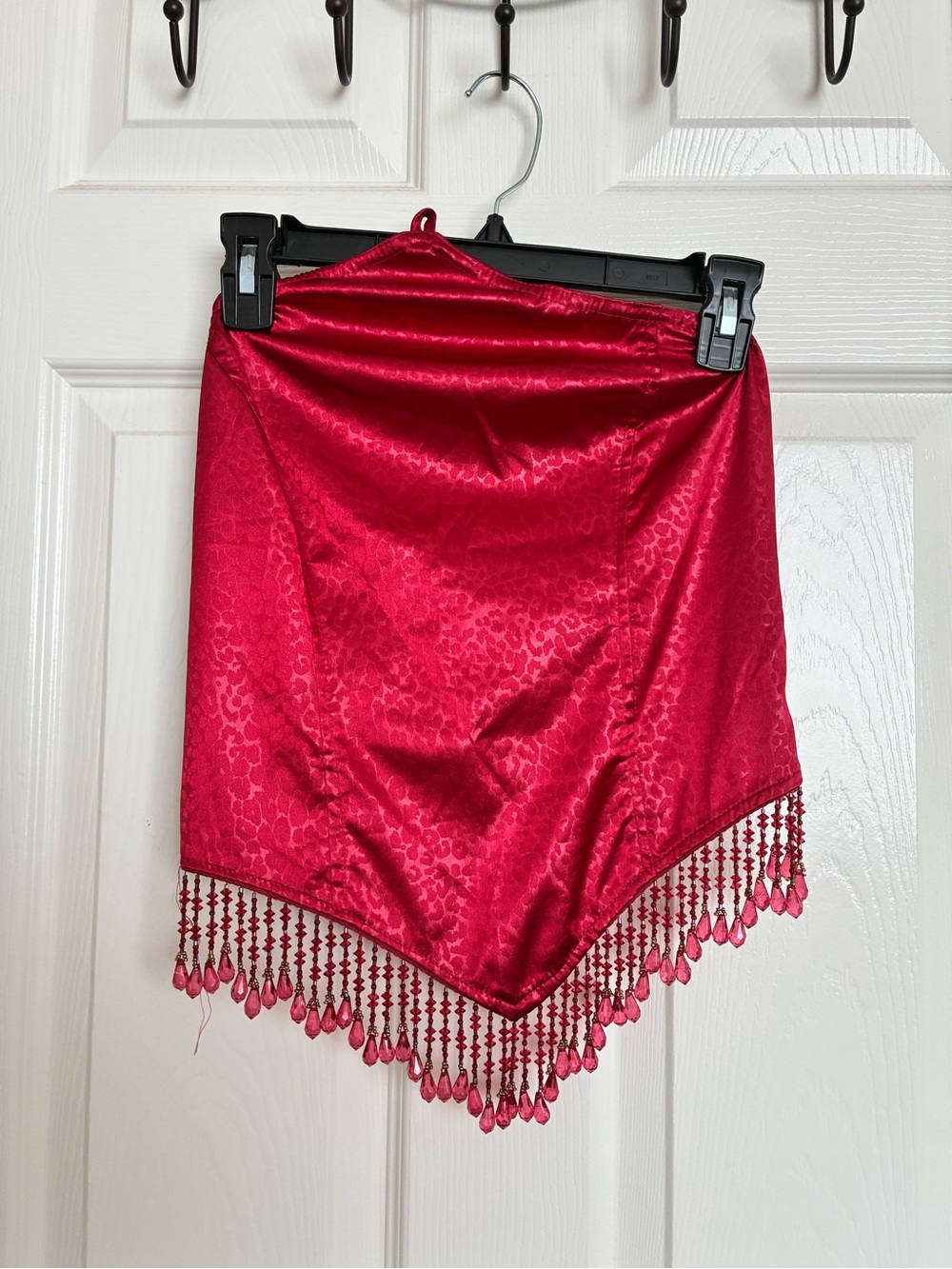 Vintage red cheetah print beaded corset style top